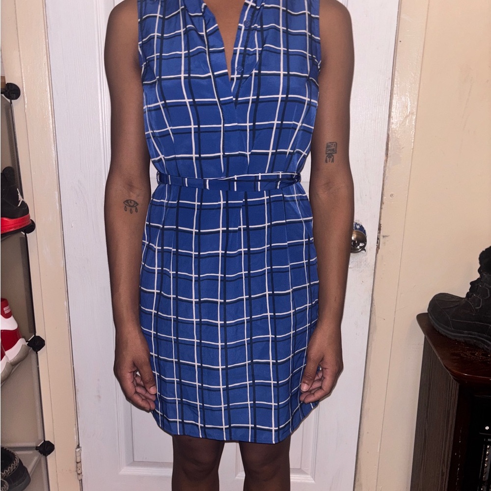 Banana Republic Blue Sleeveless V-Neck Mini Dress